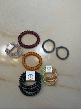 Teleties Coiled Hair Rings - Black, Amber, Burgundy, Gray, Multi